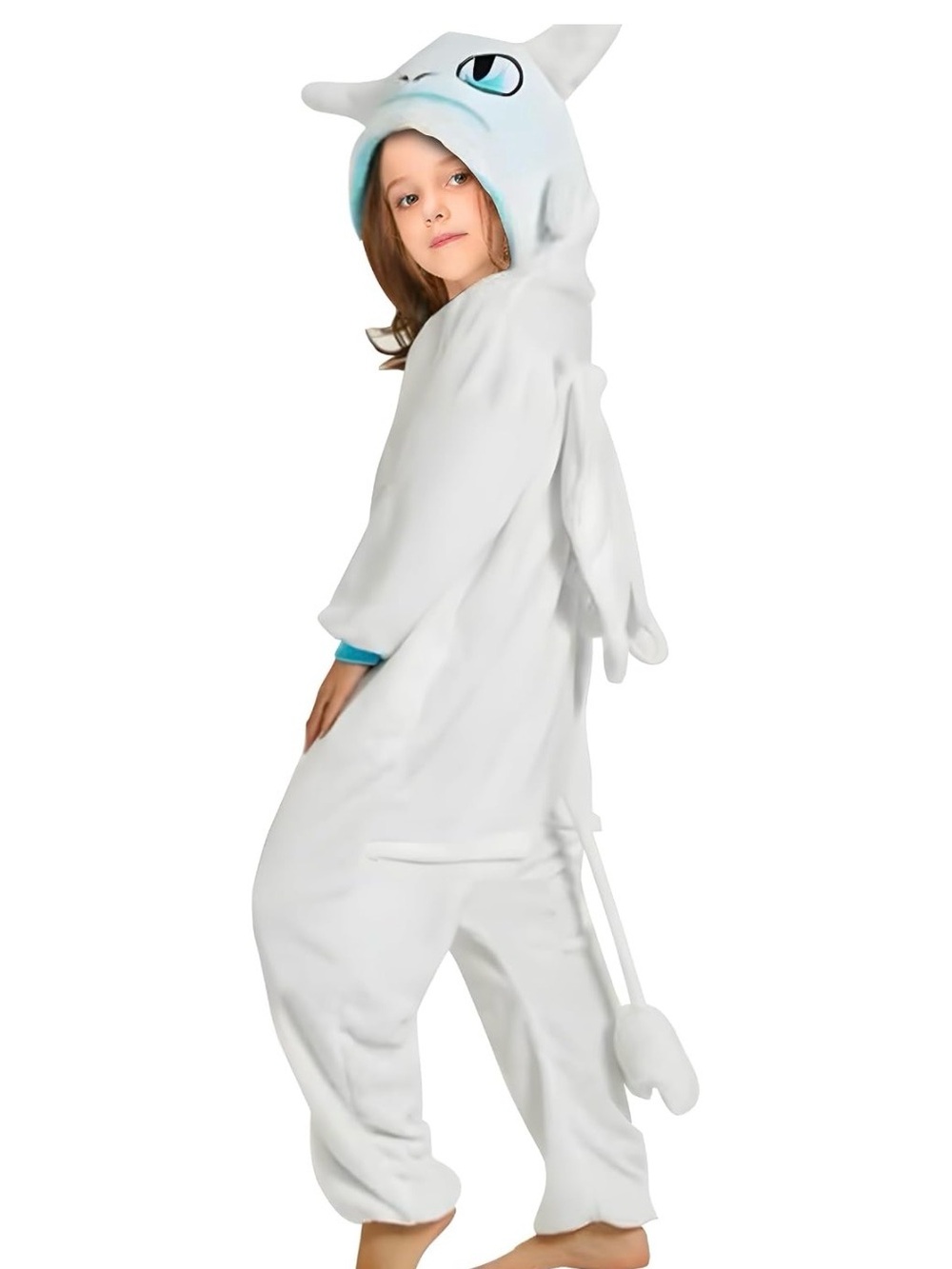 White Dragon Onesie Pijamas with Hood